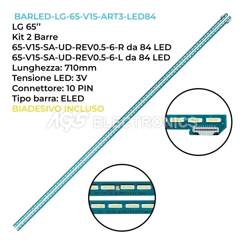 kit 2 barre LED retroilluminazione per LG 65 pollici modello 65UH617T