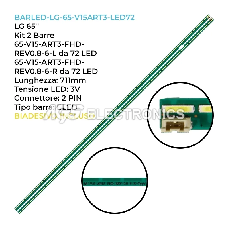 kit 2 barre LED retroilluminazione per LG 65 pollici modello 65LX341C