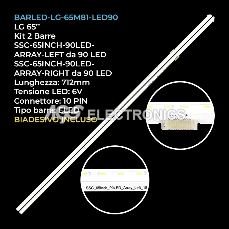 kit 2 barre LED retroilluminazione per LG 65 pollici modello 65SM85