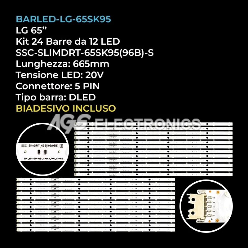 kit 24 barre LED retroilluminazione per LG 65 pollici modello 65SM9450PTA