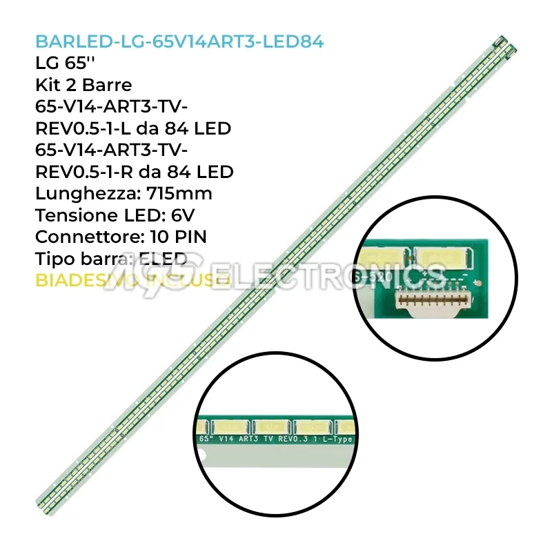 kit 2 barre LED retroilluminazione per LG 65 pollici modello 65UB9800