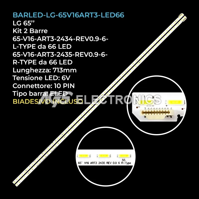 kit 2 barre LED retroilluminazione per LG 65 pollici modello 65UH6550