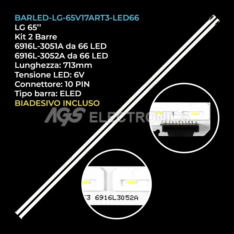 kit 2 barre LED retroilluminazione per LG 65 pollici modello 65UJ7507