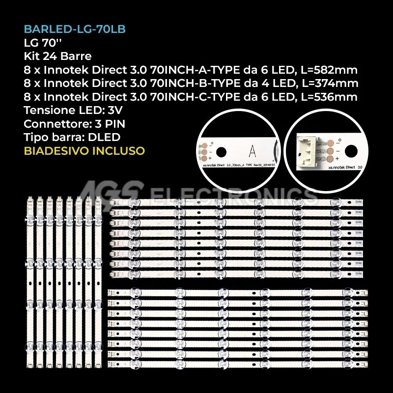 kit 24 barre LED retroilluminazione per LG 70 pollici modello 70LB565U
