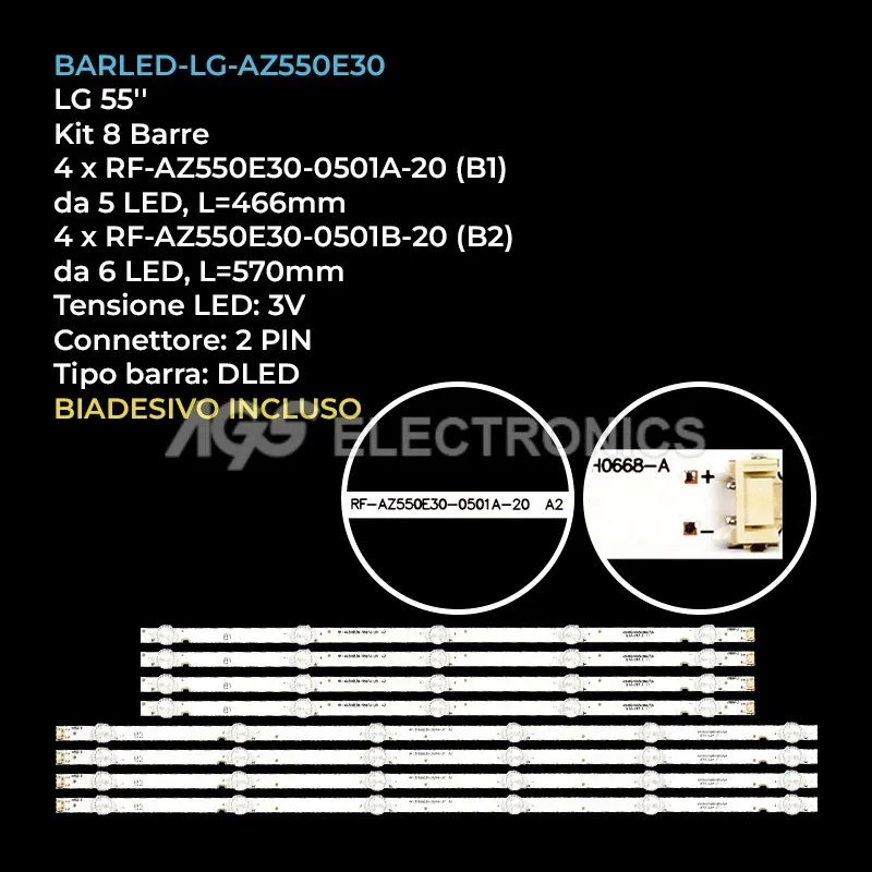 kit 8 barre LED retroilluminazione per LG 55 pollici modello 55LJ620V