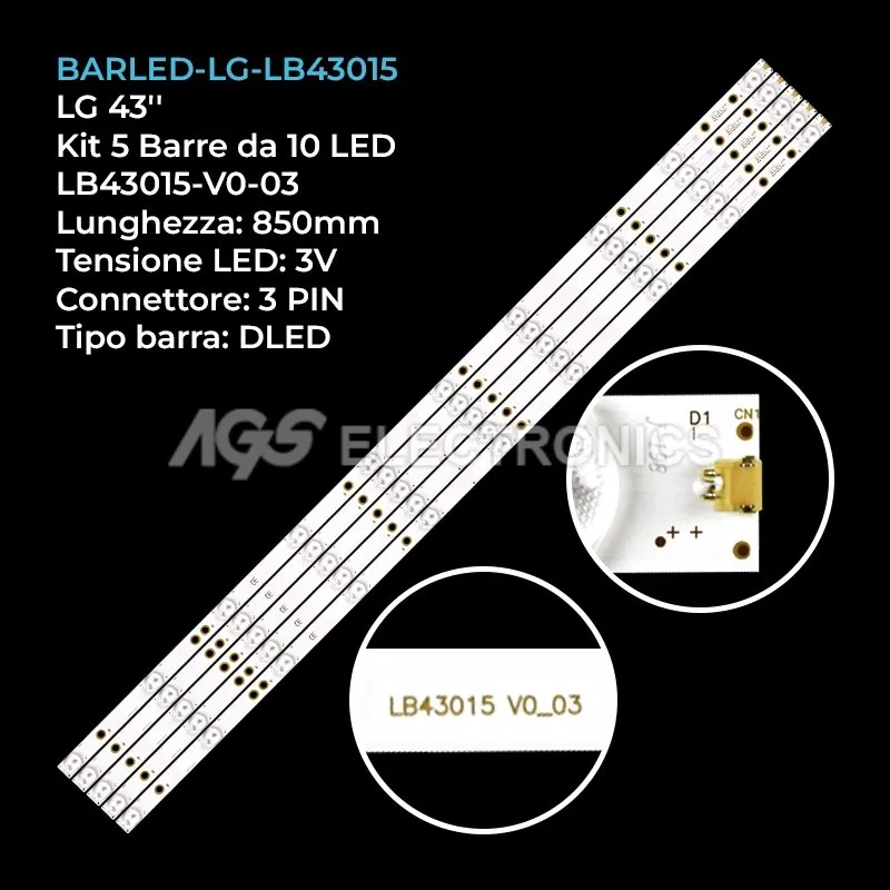 kit 5 barre LED retroilluminazione per LG 43 pollici modello L42P60BD