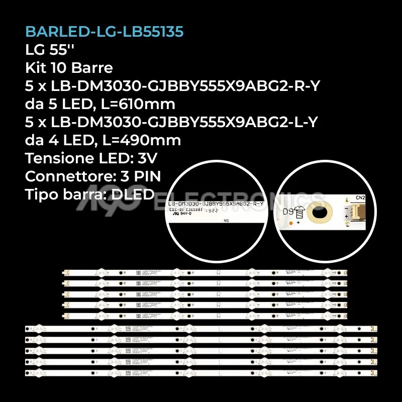 kit 10 barre LED retroilluminazione per LG 55 pollici pannello E4SW5518RKU