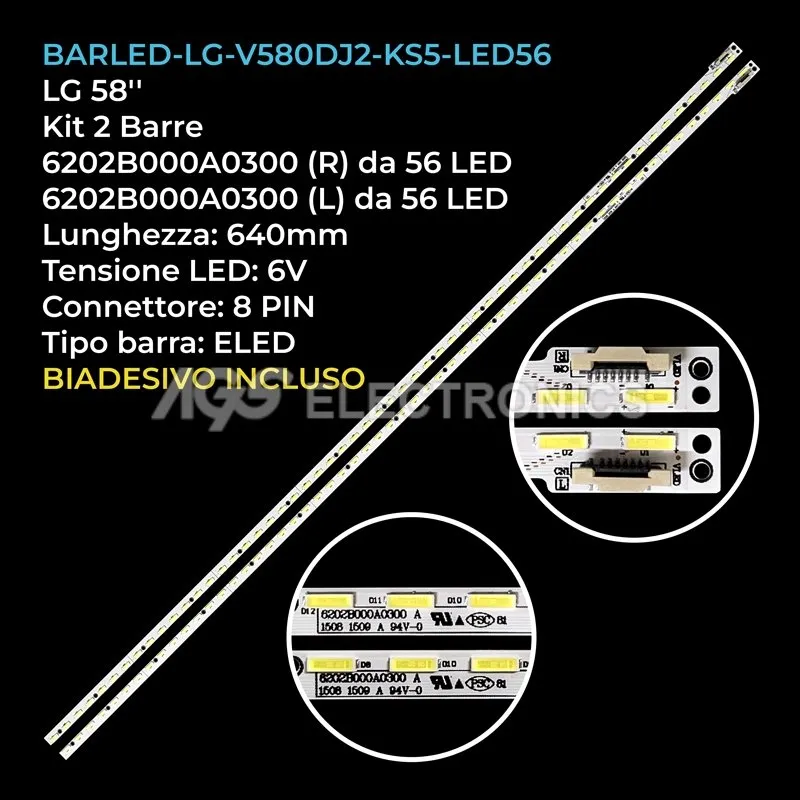 kit 2 barre LED retroilluminazione per Lg 58 pollici modello LED58T60U