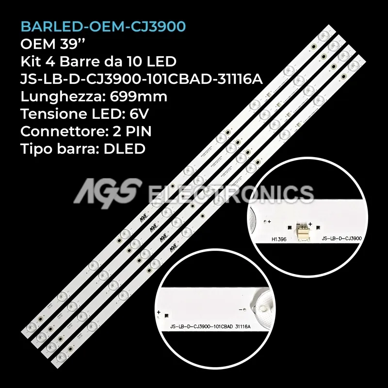kit 4 barre LED retroilluminazione per Chuangjia 39 pollici modello 39HME5000