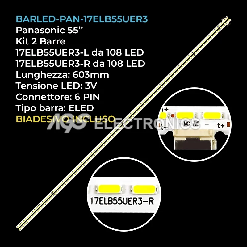 kit 2 barre LED retroilluminazione per Vestel 55 pollici pannello VES550QNUA2DU01