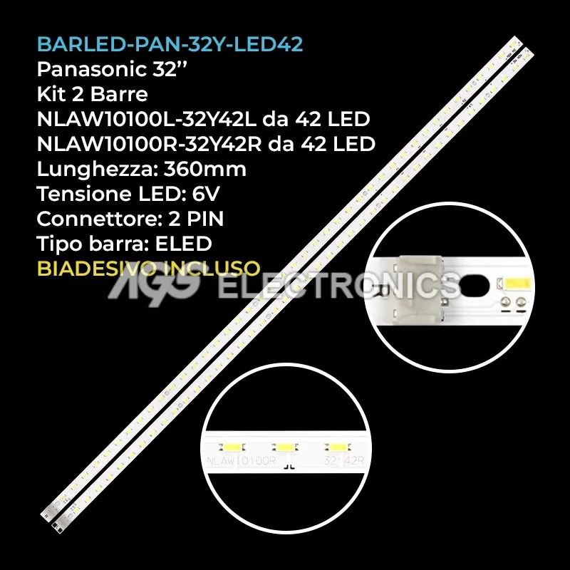 kit 2 barre LED retroilluminazione per Panasonic 32 pollici modello TXL32E31B