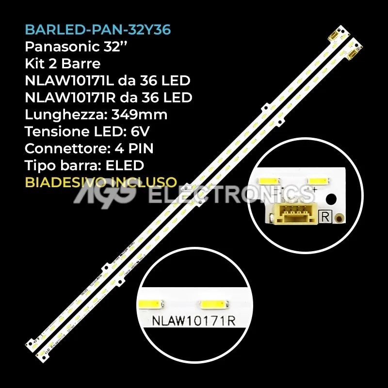 kit 2 barre LED retroilluminazione per Panasonic 32 pollici modello TCL32X5B