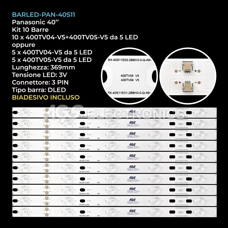 kit 10 barre LED retroilluminazione per Panasonic 40 pollici modello 9640S11002