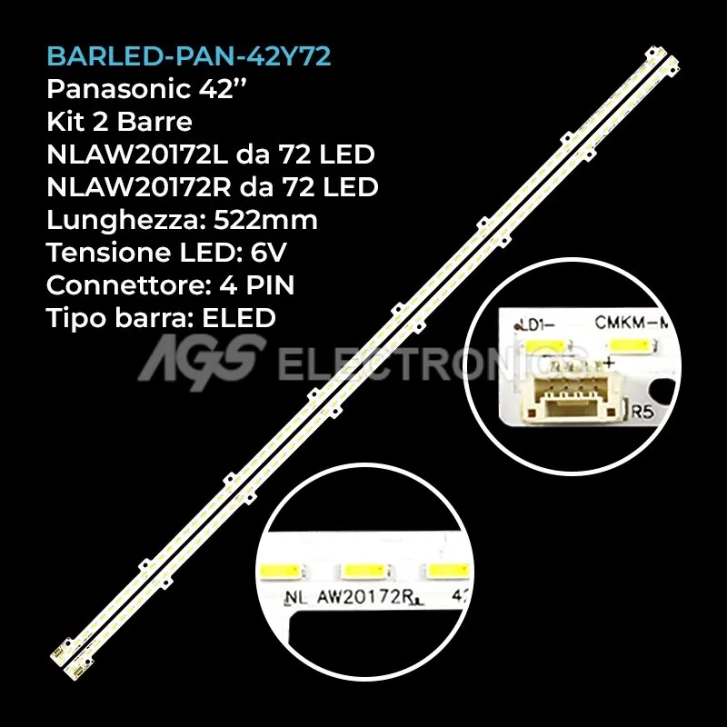 kit 2 barre LED retroilluminazione per Panasonic 42 pollici modello TXL42ET50E
