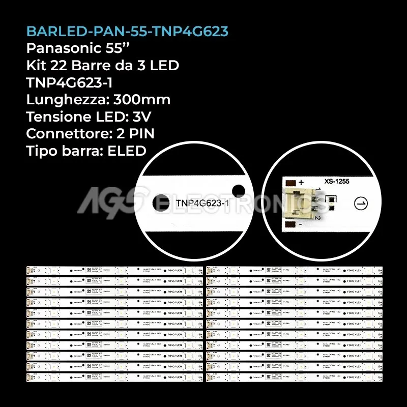 kit 22 barre LED retroilluminazione per Panasonic 55 pollici modello TX55FXW684