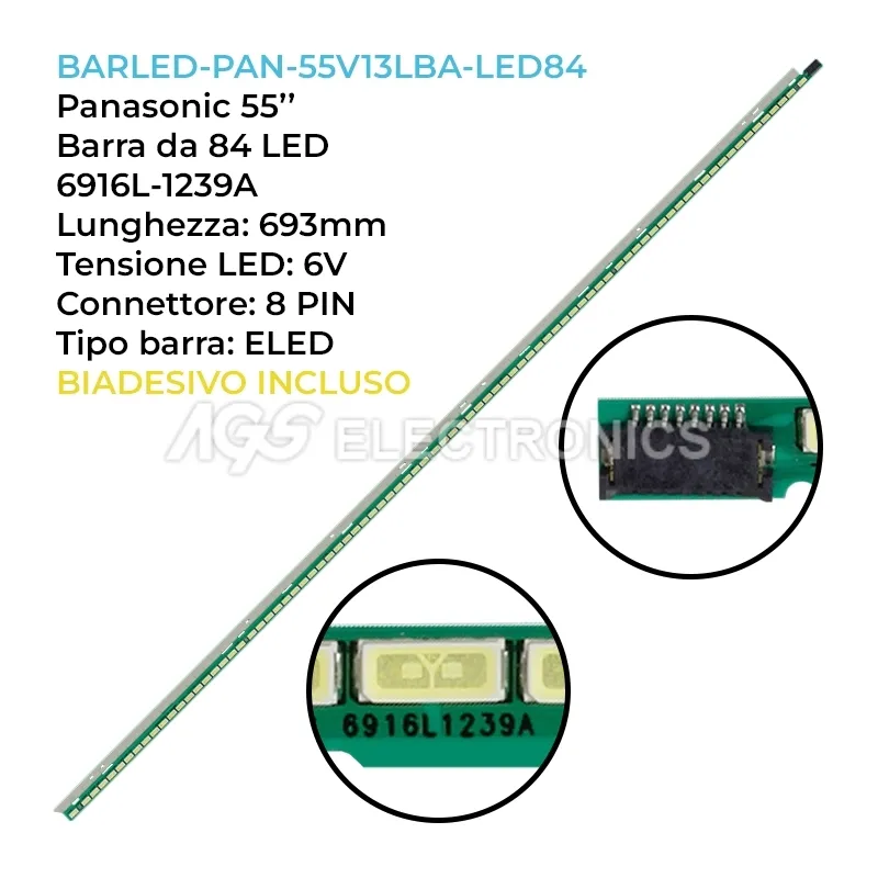 kit 1 barre LED retroilluminazione per Panasonic 55 pollici modello TXL55DTW65
