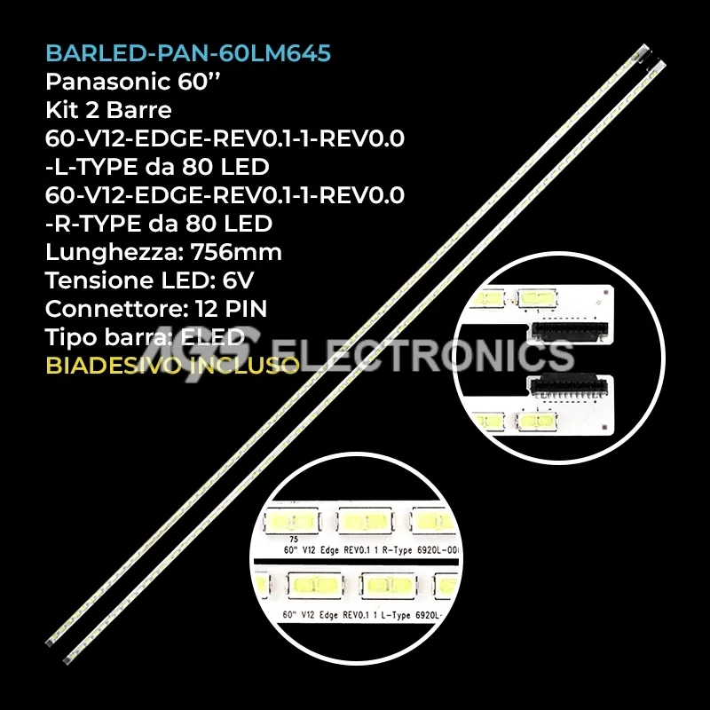 kit 2 barre LED retroilluminazione per LG 60 pollici pannello LC600EUDFEF2