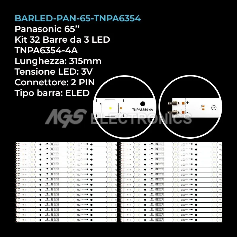 kit 32 barre LED retroilluminazione per Panasonic 65 pollici modello TX65EX633E