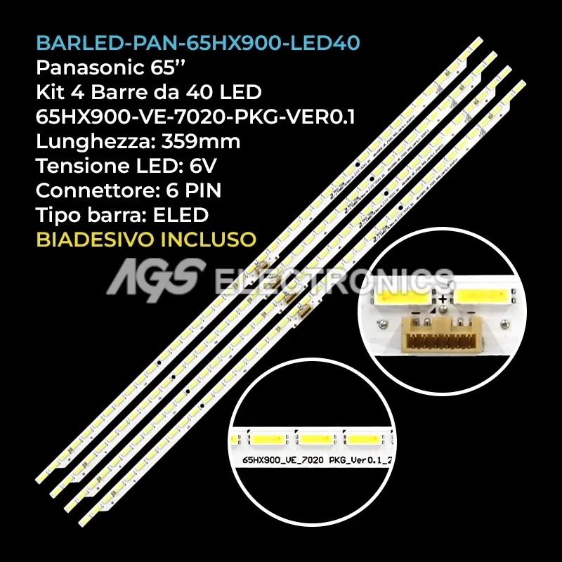 kit 4 barre LED retroilluminazione per Panasonic 65 pollici modello TX65HX900