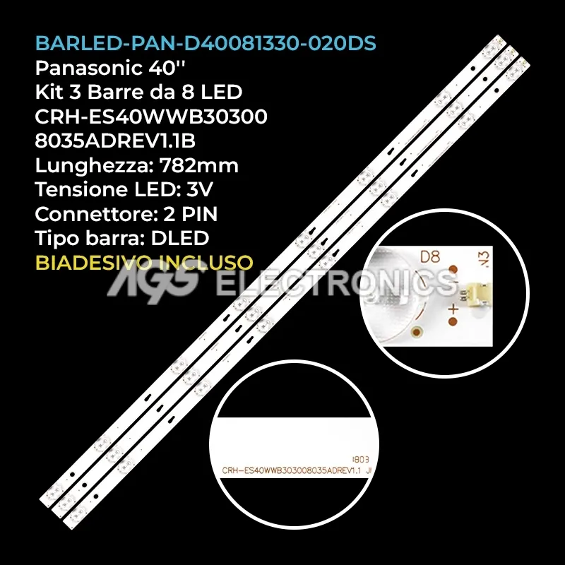 kit 3 barre LED retroilluminazione per TCL 40 pollici modello F40VB3905