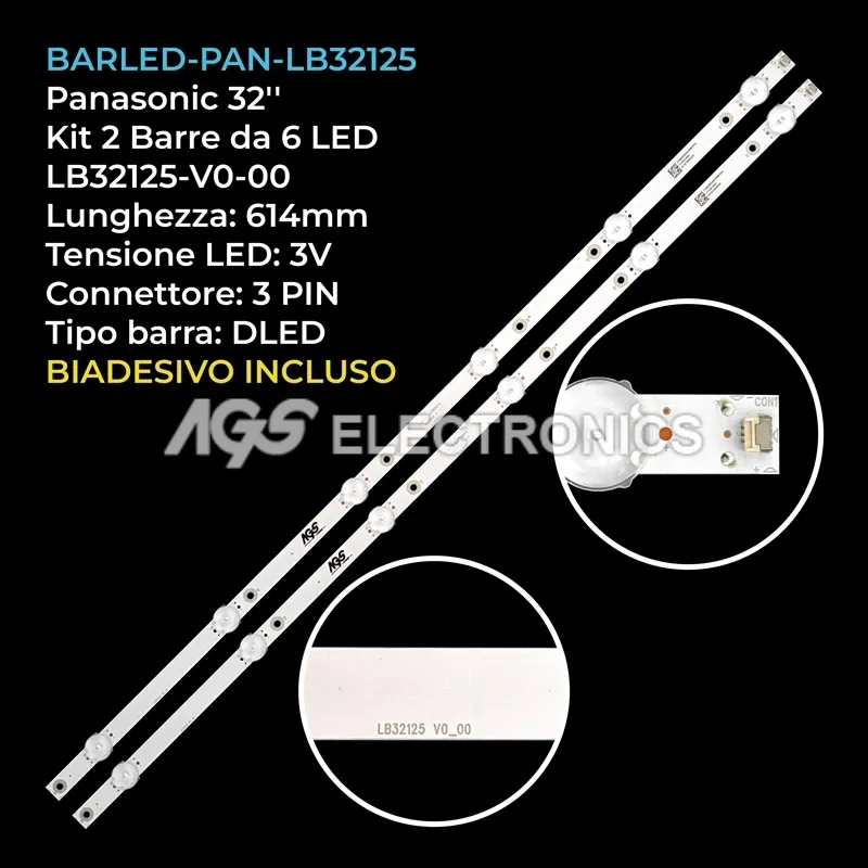 kit 2 barre LED retroilluminazione per Panasonic 32 pollici modello TX32G310E