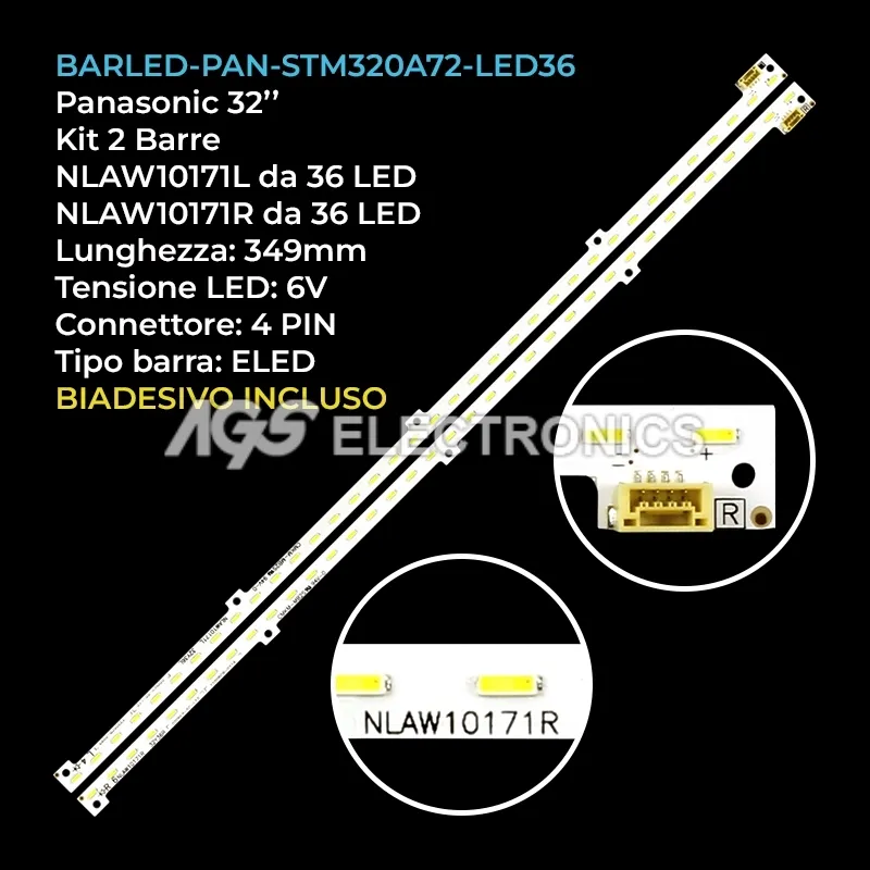kit 2 barre LED retroilluminazione per Panasonic 32 pollici modello TXLR32X5