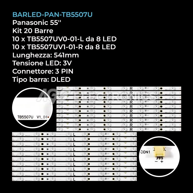 kit 20 barre LED retroilluminazione per Panasonic 55 pollici modello TH55CX700H