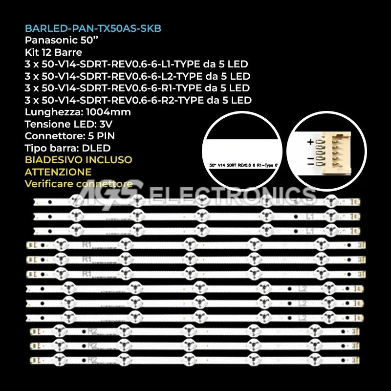 kit 12 barre LED retroilluminazione per LG 50 pollici pannello LC500DUHPGF1