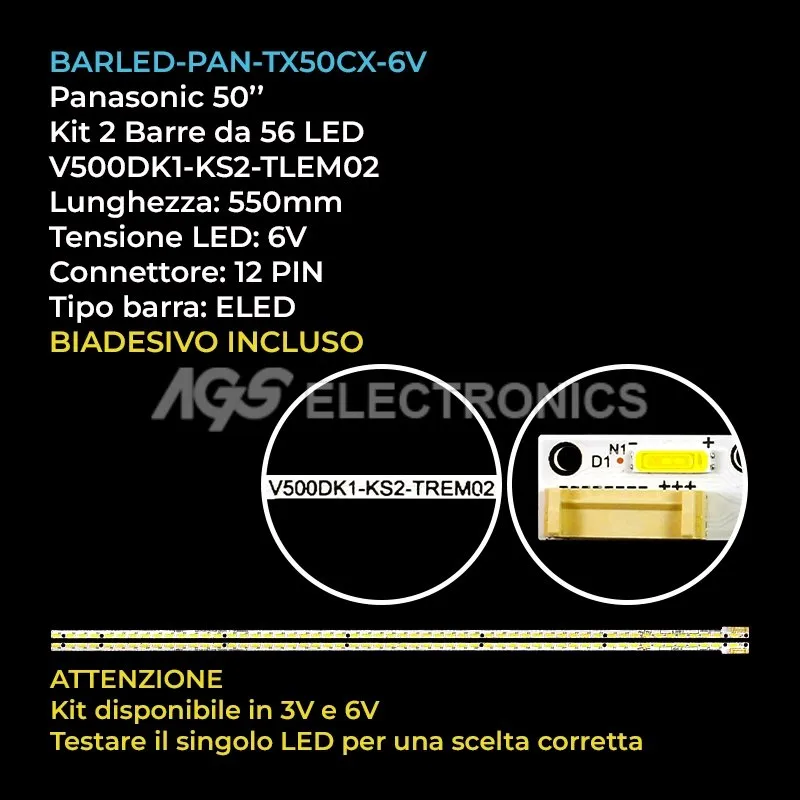 kit 2 barre LED retroilluminazione per LG 50 pollici modello 50UV8307