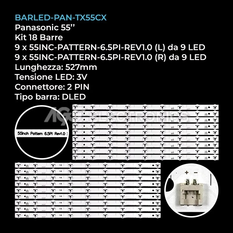 kit 18 barre LED retroilluminazione per Panasonic 55 pollici modello TX55CX720