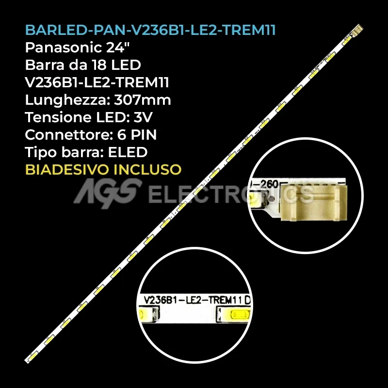 kit 1 barre LED retroilluminazione per LG 24 pollici modello 24TL510VPZAPIQLUP