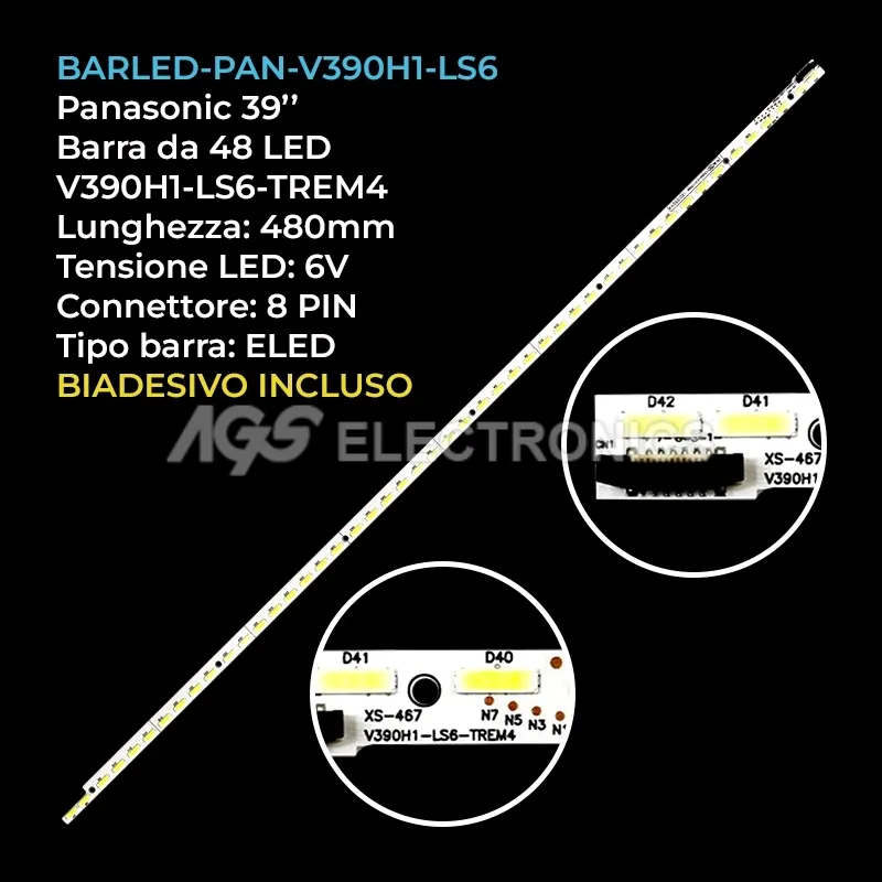 kit 1 barre LED retroilluminazione per Hisense 39 pollici modello LED39EC330J3D