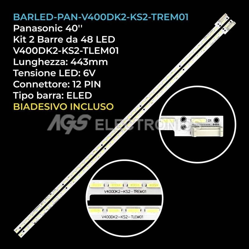 kit 2 barre LED retroilluminazione per Panasonic 40 pollici modello TX40CX680E