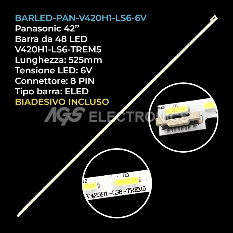 kit 1 barre LED retroilluminazione per Panasonic 42 pollici modello TXL42EM6E
