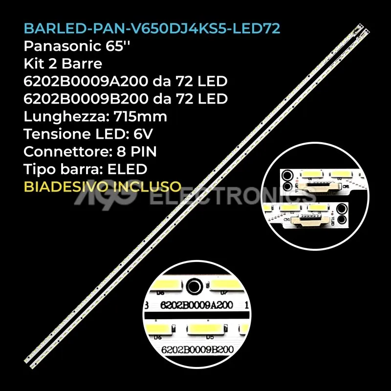 kit 2 barre LED retroilluminazione per Sharp 65 pollici modello LCD65D56000A