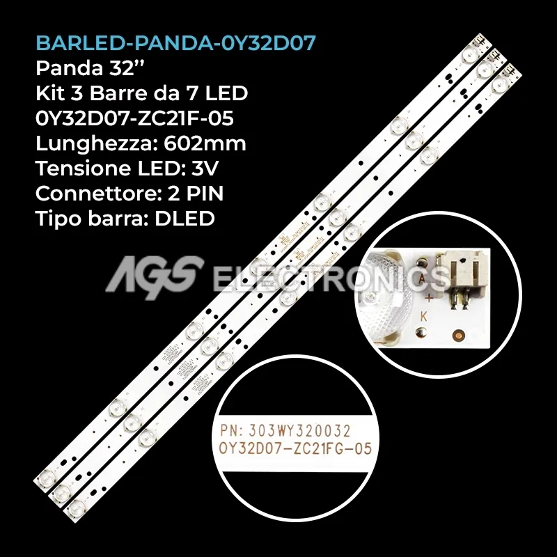 kit 3 barre LED retroilluminazione per Panda 32 pollici modello LED32D33H