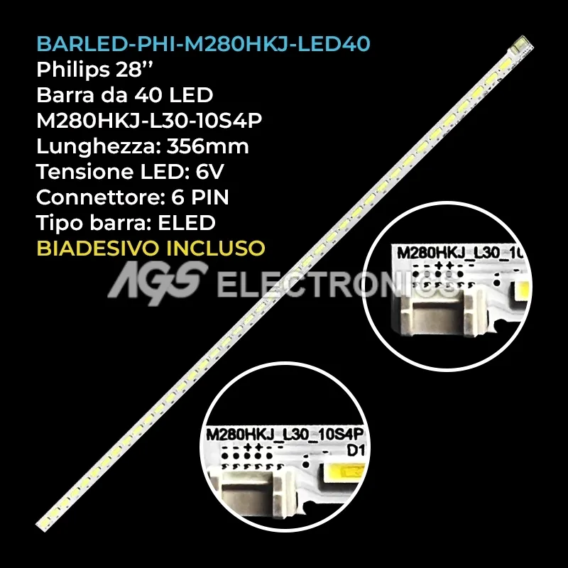 kit 1 barre LED retroilluminazione per Philips 28 pollici modello 288P6L