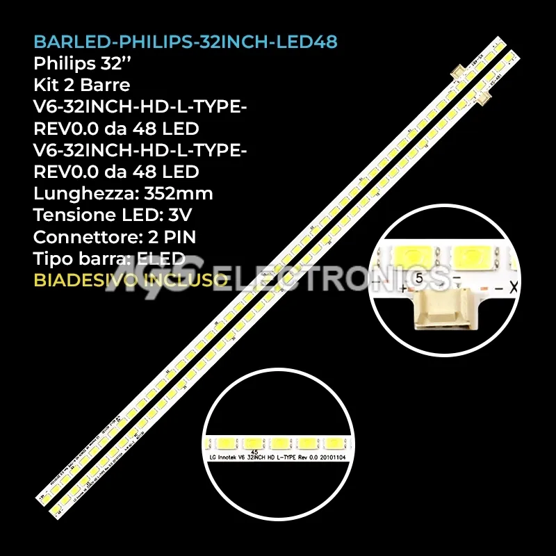 kit 2 barre LED retroilluminazione per Sharp 32 pollici modello LC32LE140RU