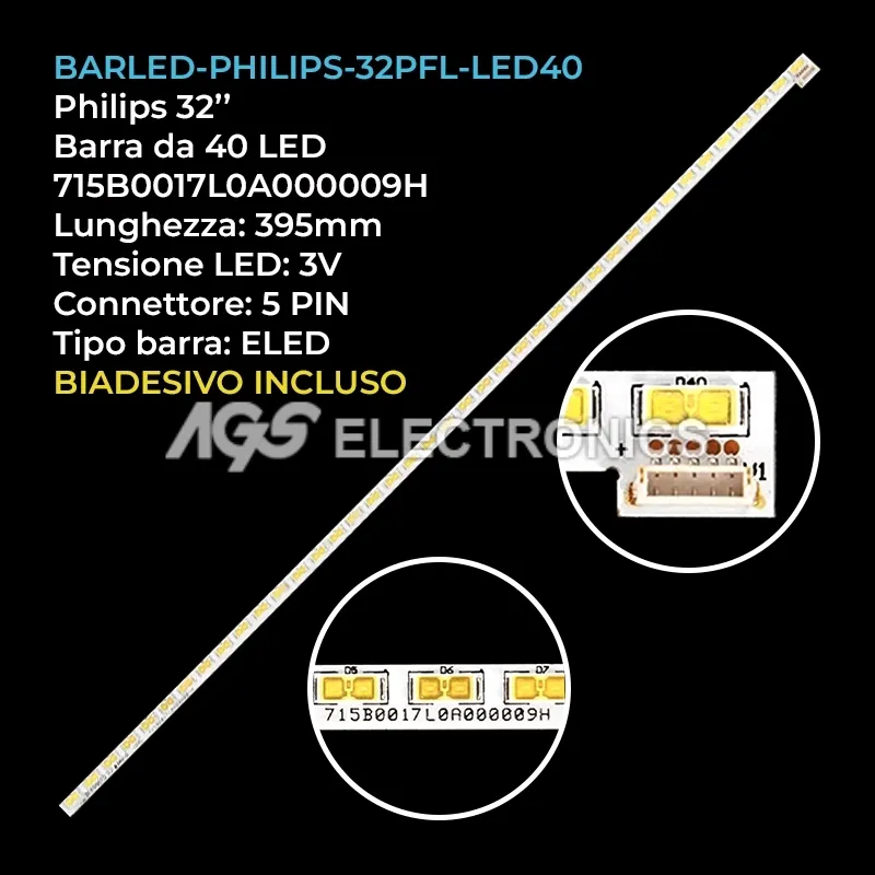 kit 1 barre LED retroilluminazione per Panasonic 32 pollici modello TX32EM6E