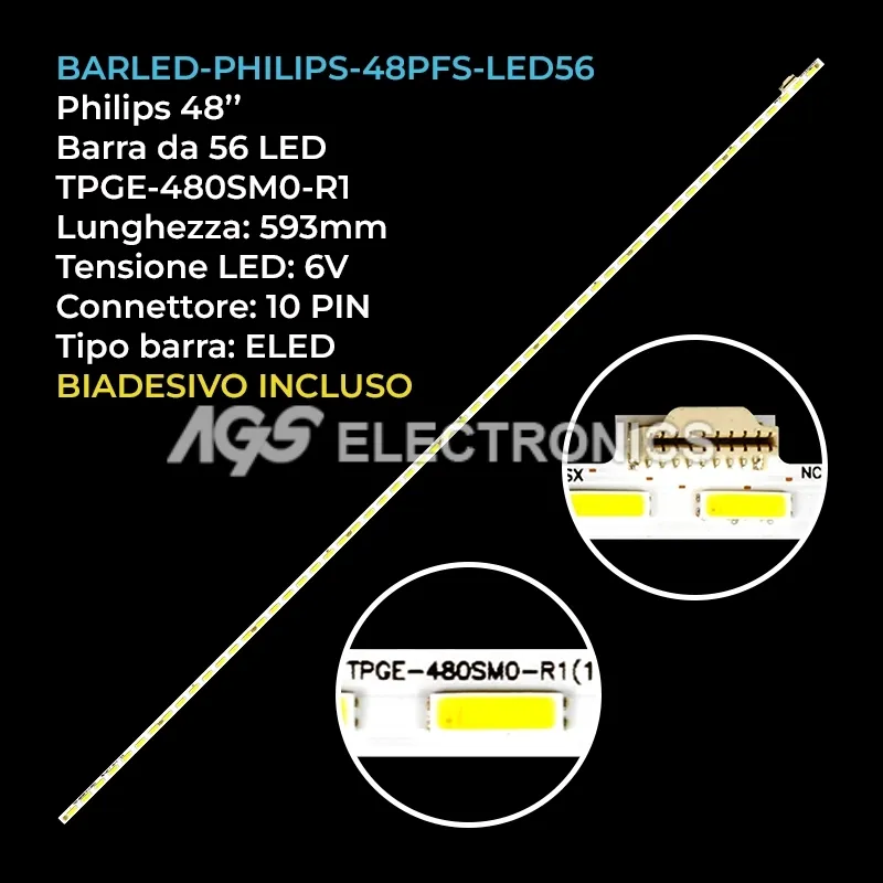 kit 1 barre LED retroilluminazione per Philips 48 pollici modello 48PFS820960