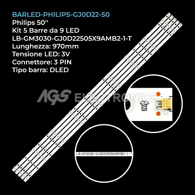 kit 5 barre LED retroilluminazione per Philips 50 pollici modello 50PUS670412