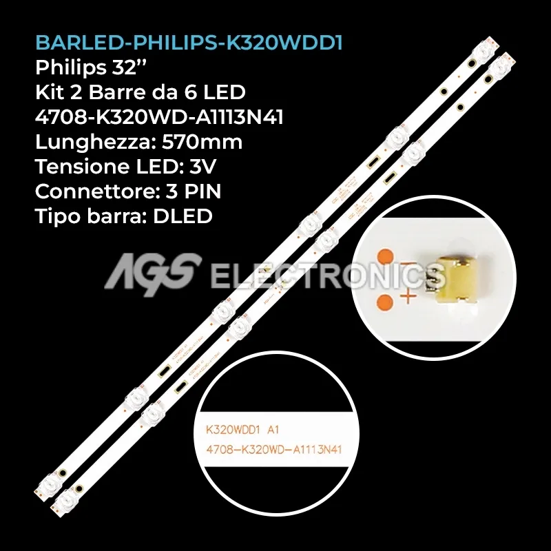 kit 2 barre LED retroilluminazione per Haier 32 pollici modello LE32C51