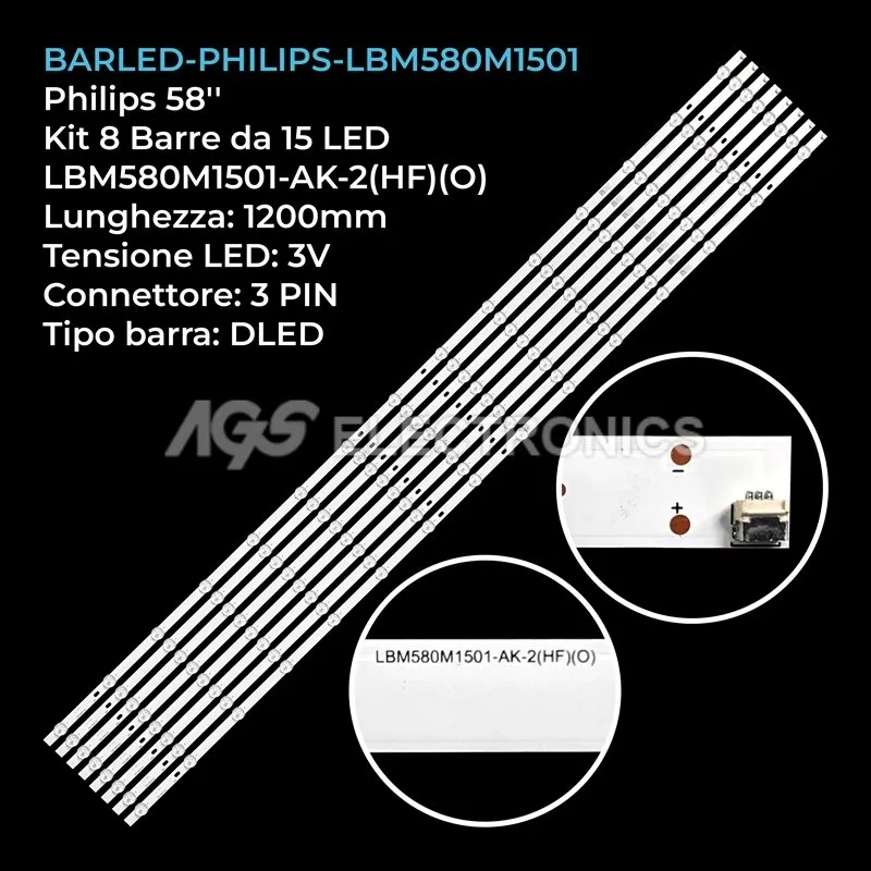 kit 8 barre LED retroilluminazione per Philips 58 pollici modello 58PUS850512