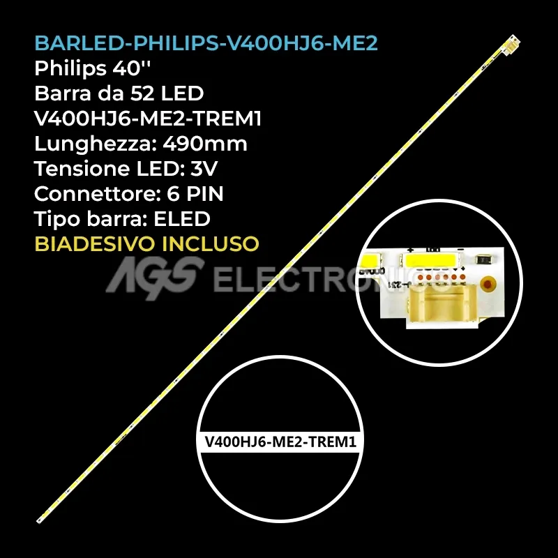 kit 1 barre LED retroilluminazione per Toshiba 40 pollici modello LED40L2456D