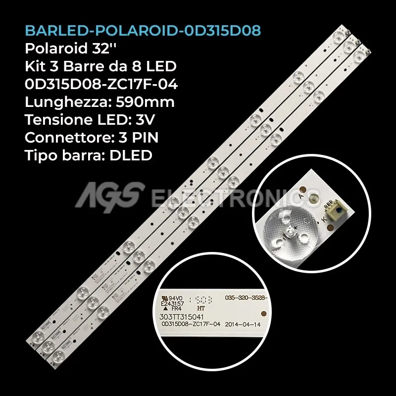 kit 3 barre LED retroilluminazione per TD-System 32 pollici modello K32DLT1H