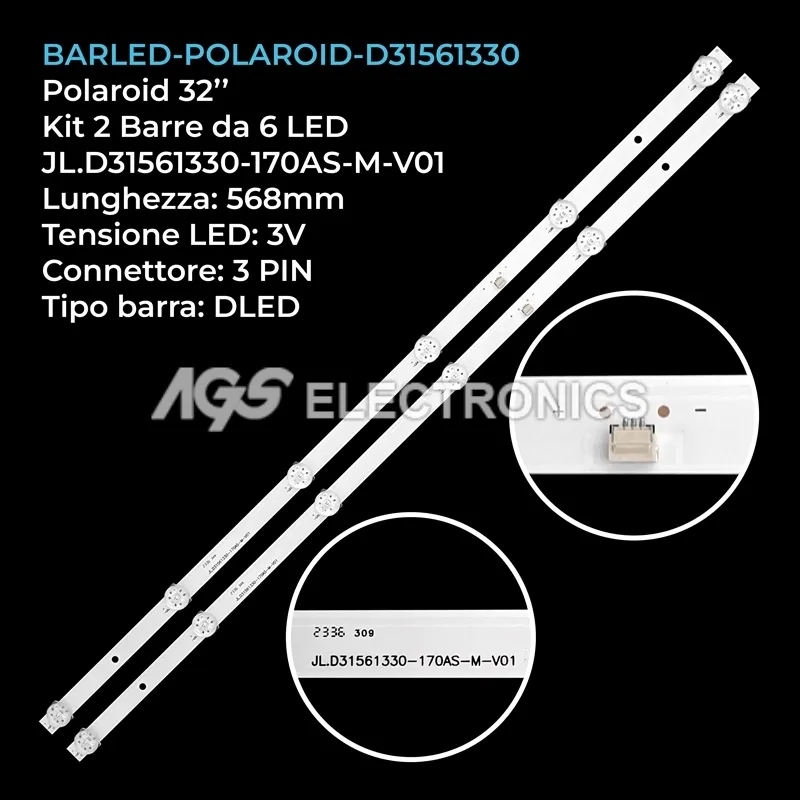 kit 2 barre LED retroilluminazione per TD-System 32 pollici modello K32DLM7H
