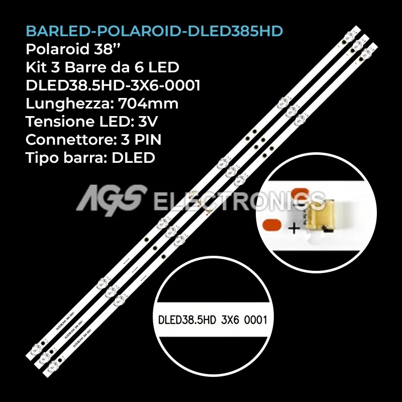 kit 3 barre LED retroilluminazione per Polaroid 38 pollici modello 100LTV7011