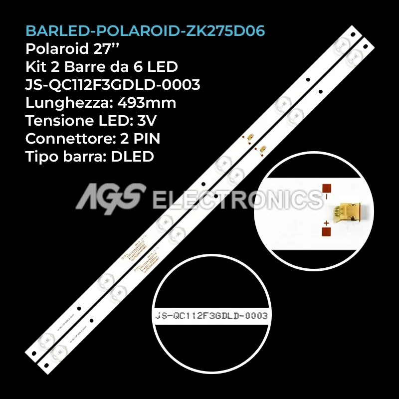 kit 2 barre LED retroilluminazione per Polaroid 27 pollici modello PH2816HDC