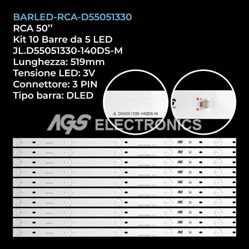 kit 10 barre LED retroilluminazione per Rca 50 pollici modello RTRU5527US