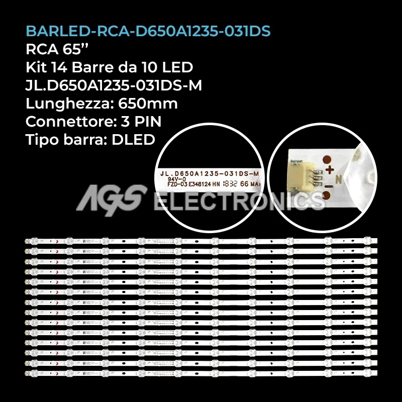 kit 14 barre LED retroilluminazione per Rca 65 pollici modello HV650QUBN90